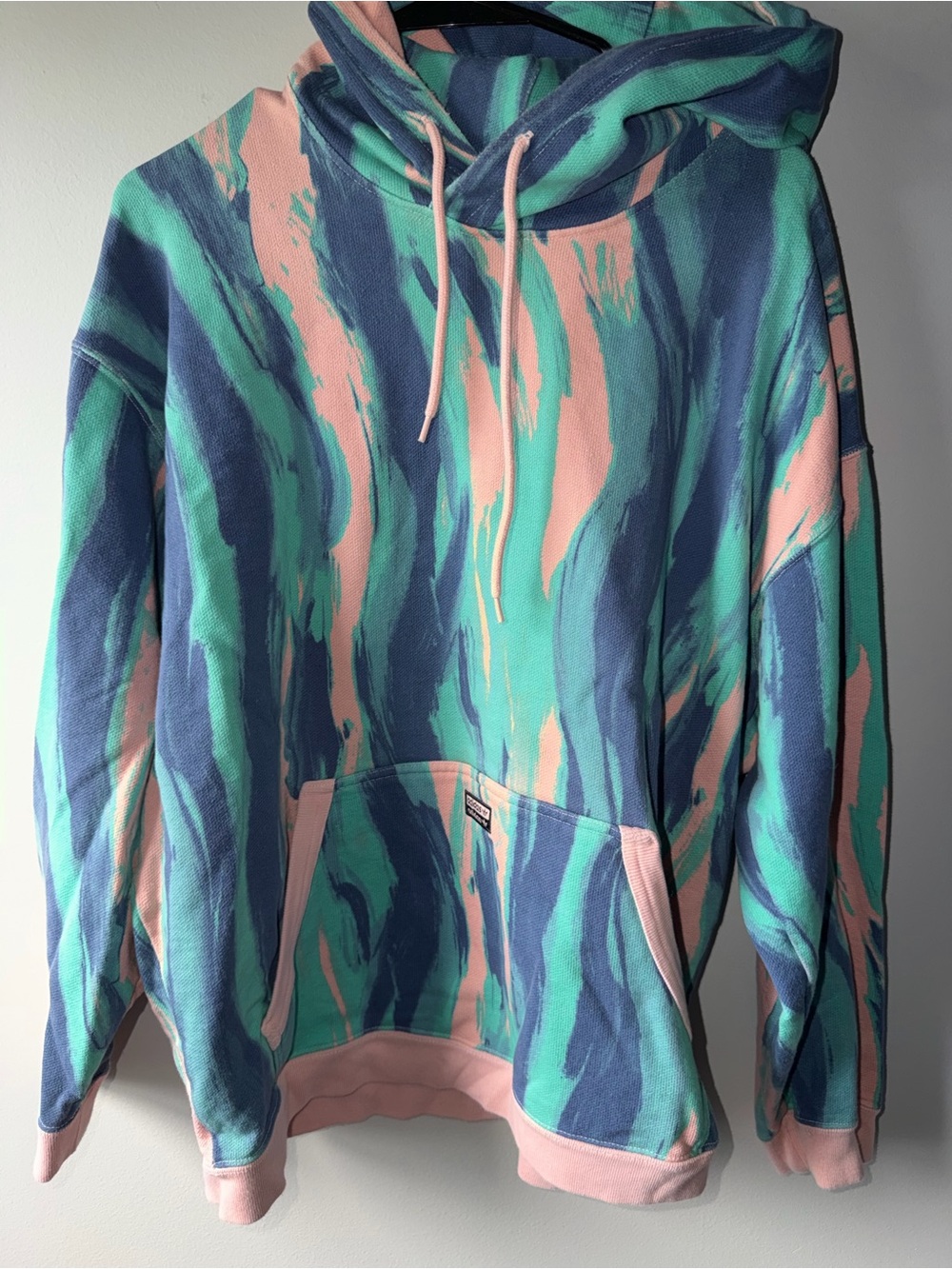 adidas Marble-Print Hoodie in Teal, Navy & Pink
